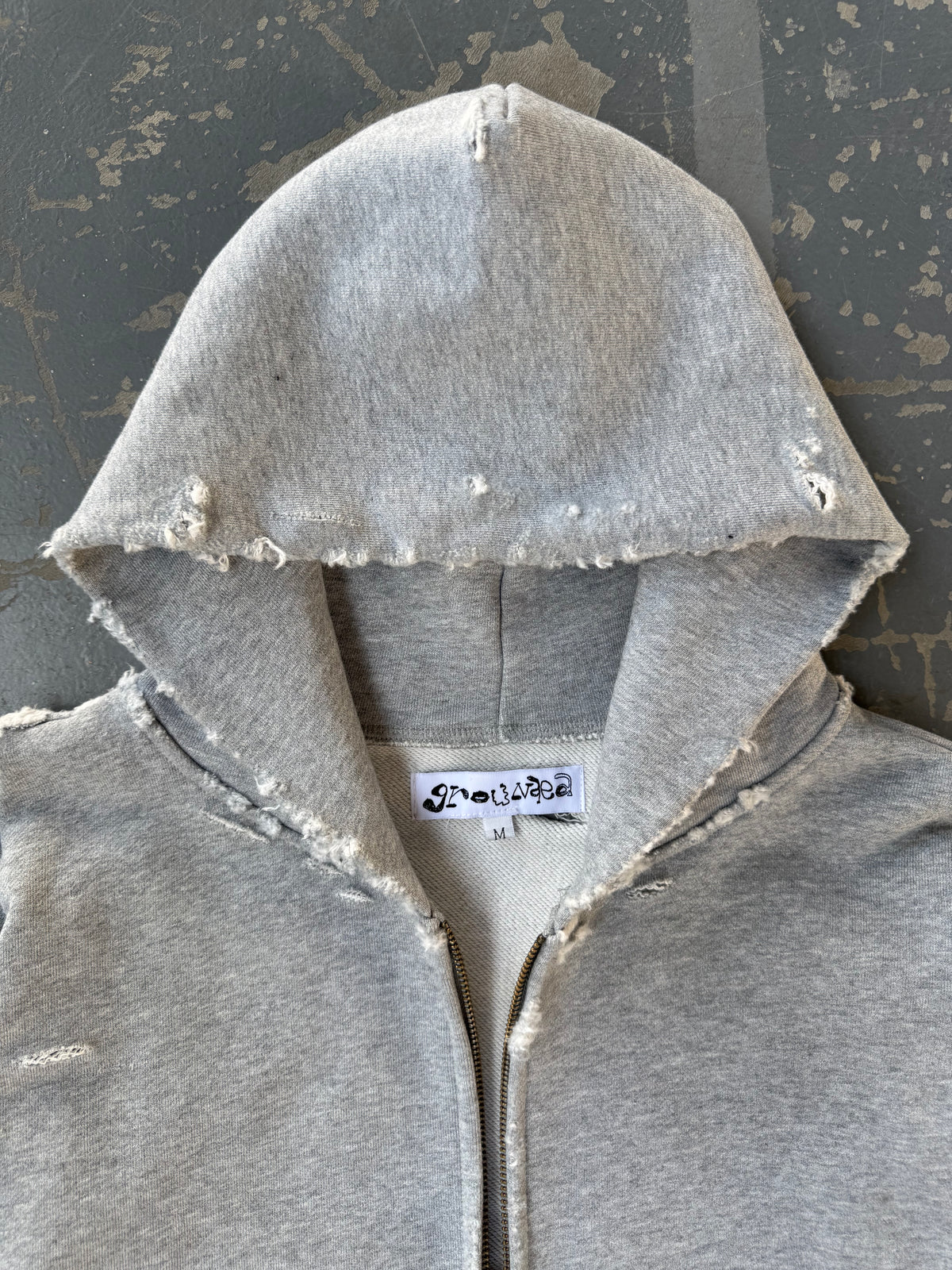 Distressed Grey Zip Up