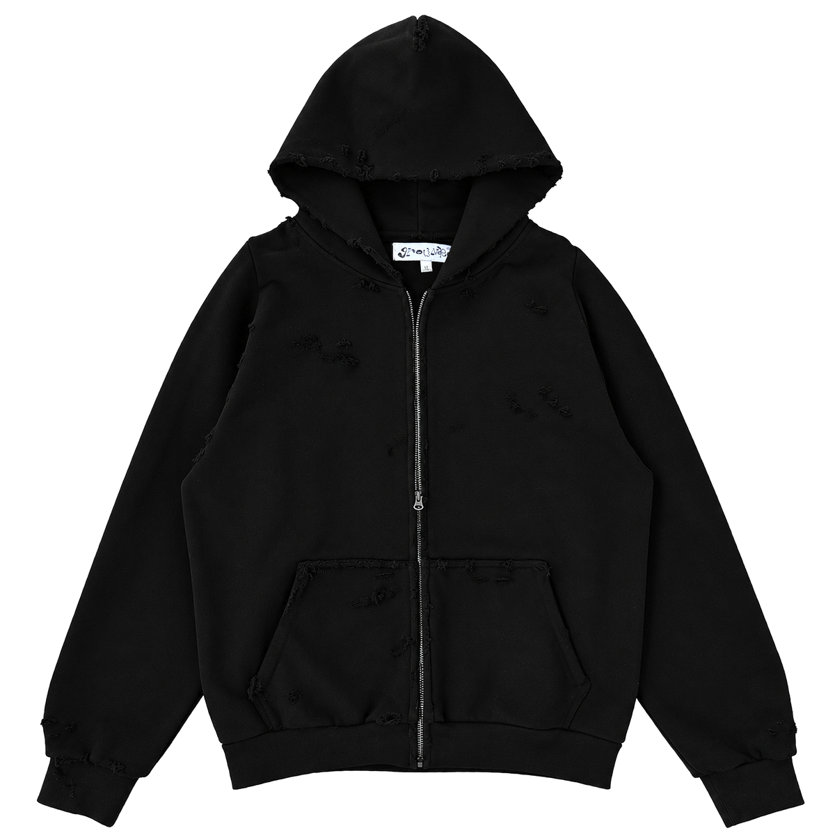 Distressed Black Zip Up