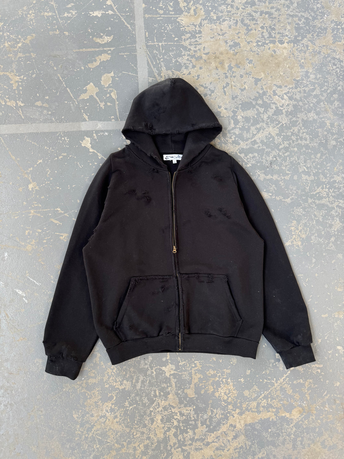 Distressed Black Zip Up