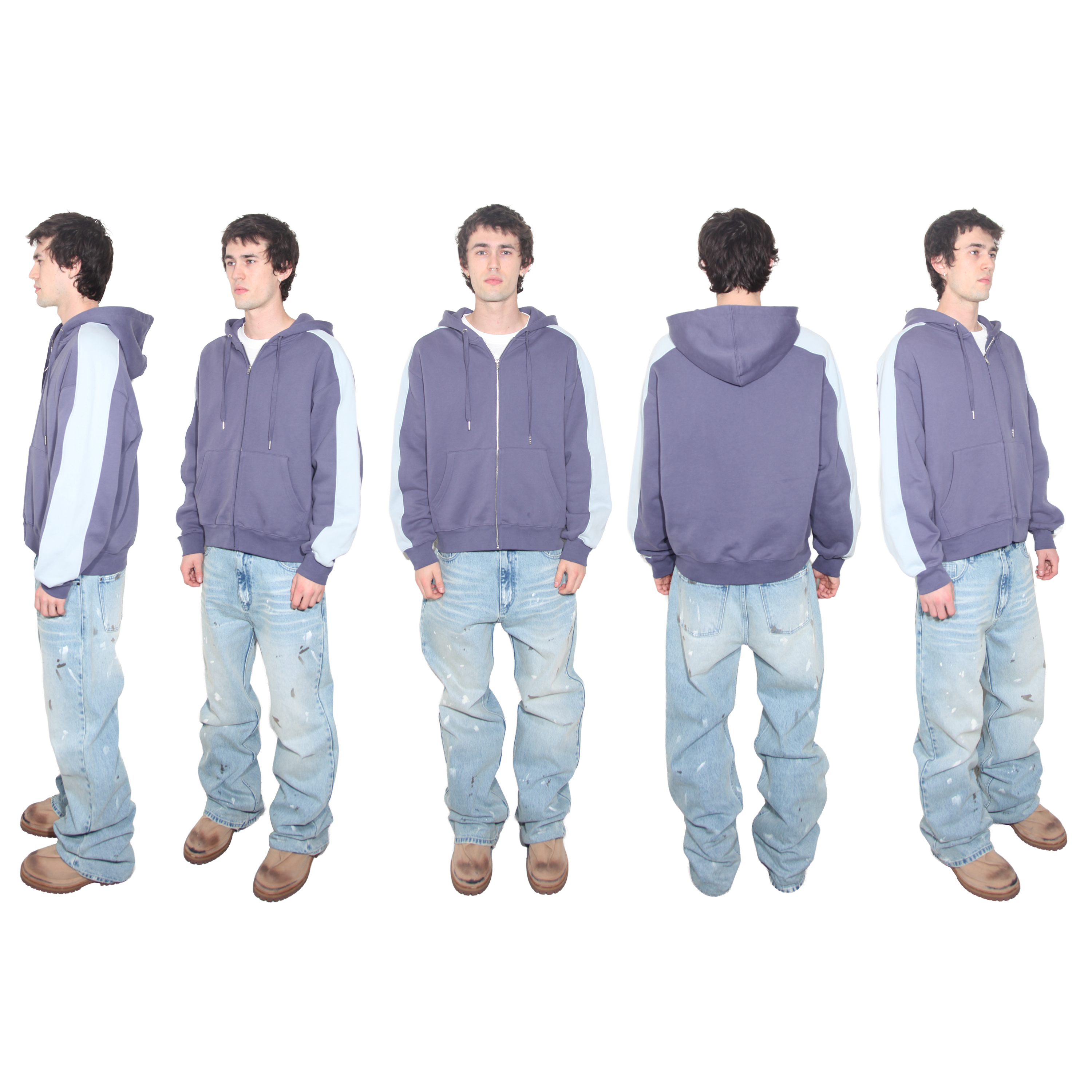 Navy Blue Two Tone Zip Up