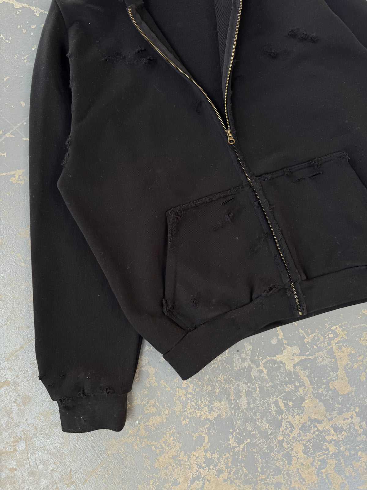 Distressed Black Zip Up