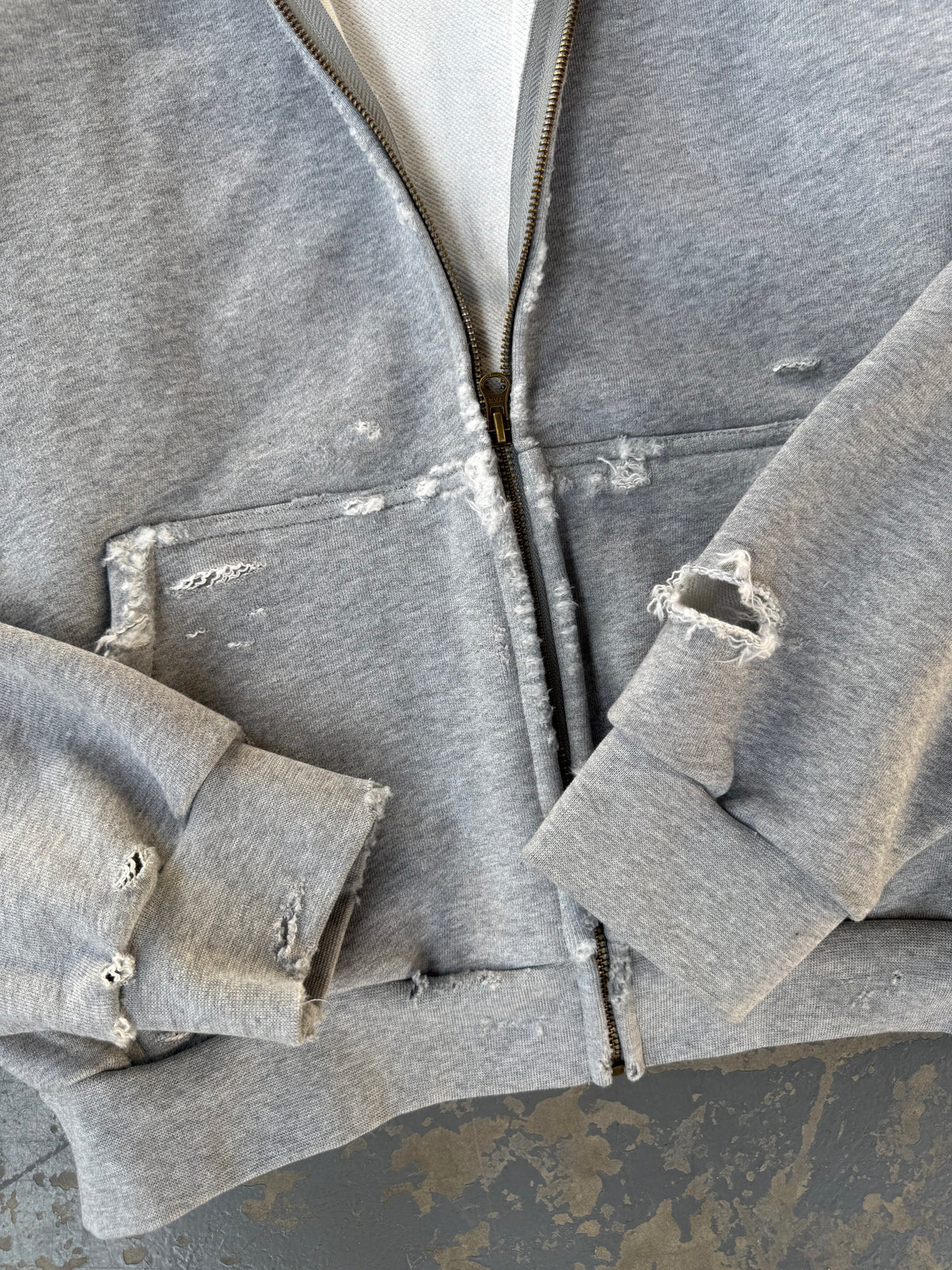 Distressed Grey Zip Up