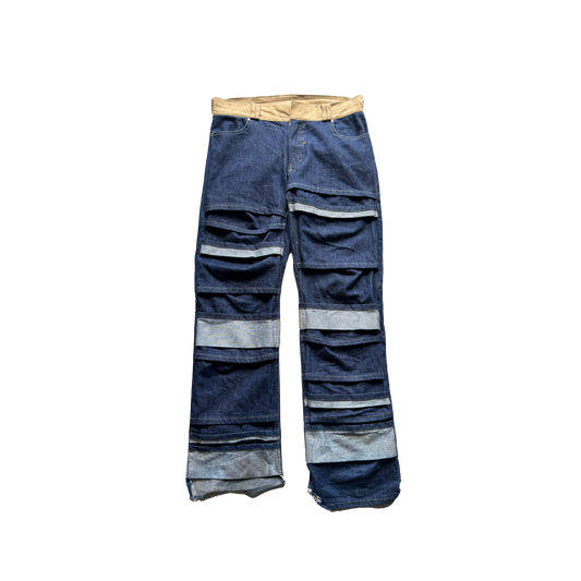 Layered Denim Pants