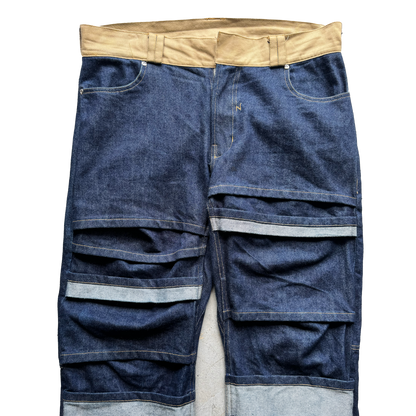 Layered Denim Pants