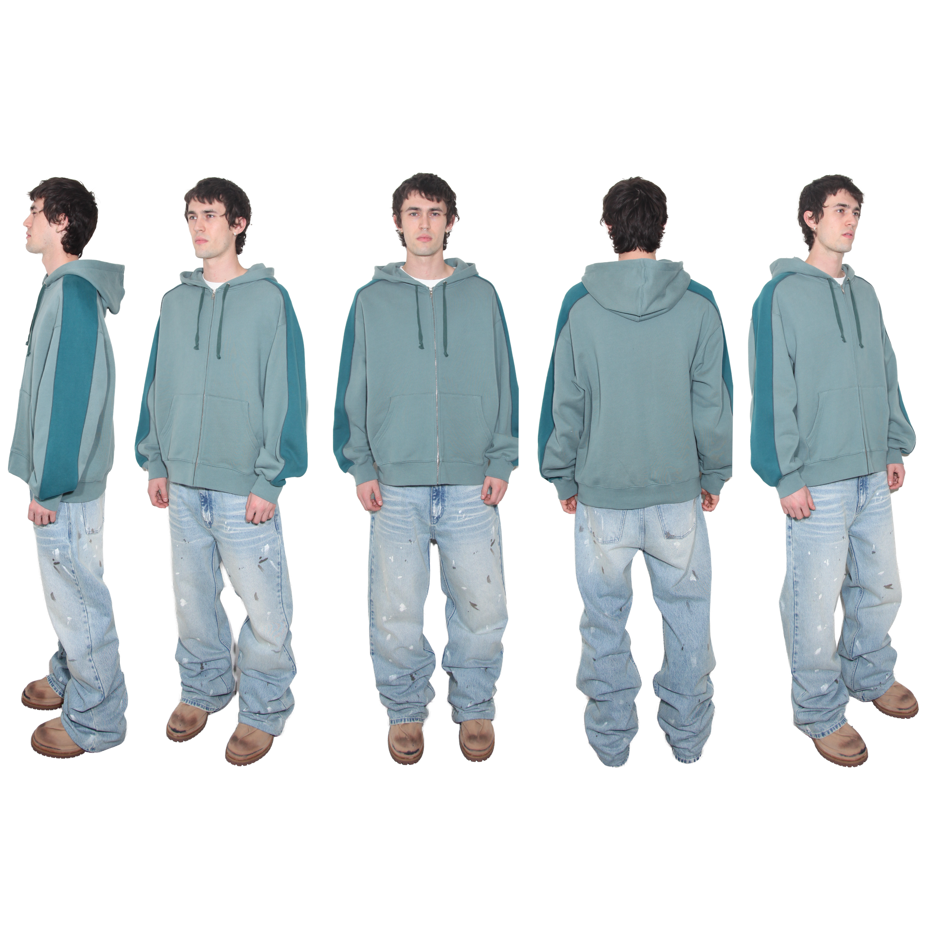 Teal Two Tone Zip Up