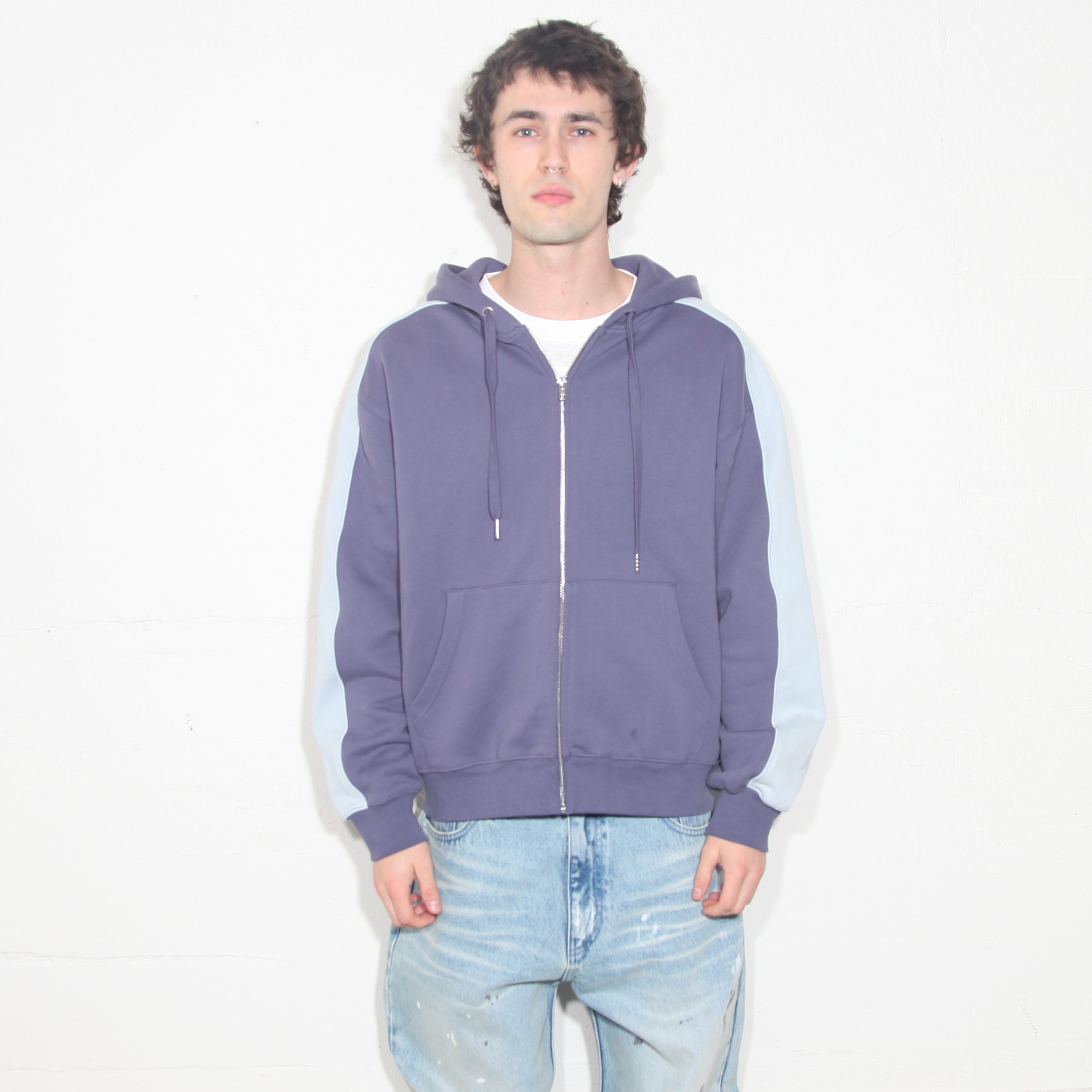 Navy Blue Two Tone Zip Up