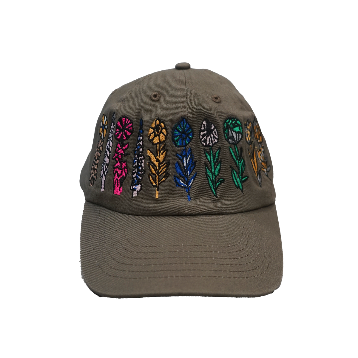 Elegant Olive Floral Hat Wildflower State Hat {Olive with Pinky Orange Flowers  main image 2